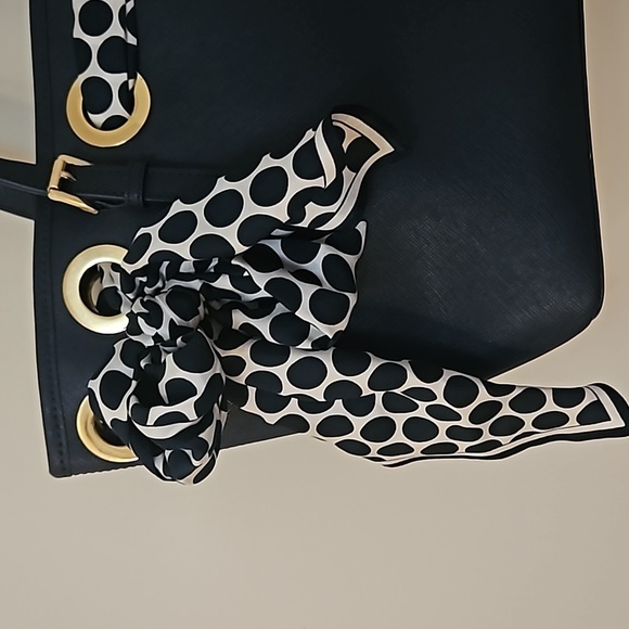 MICHAEL KORS Navy Blue Jet Set Polka Dot Scarf Tote Bag - Picture 4 of 16
